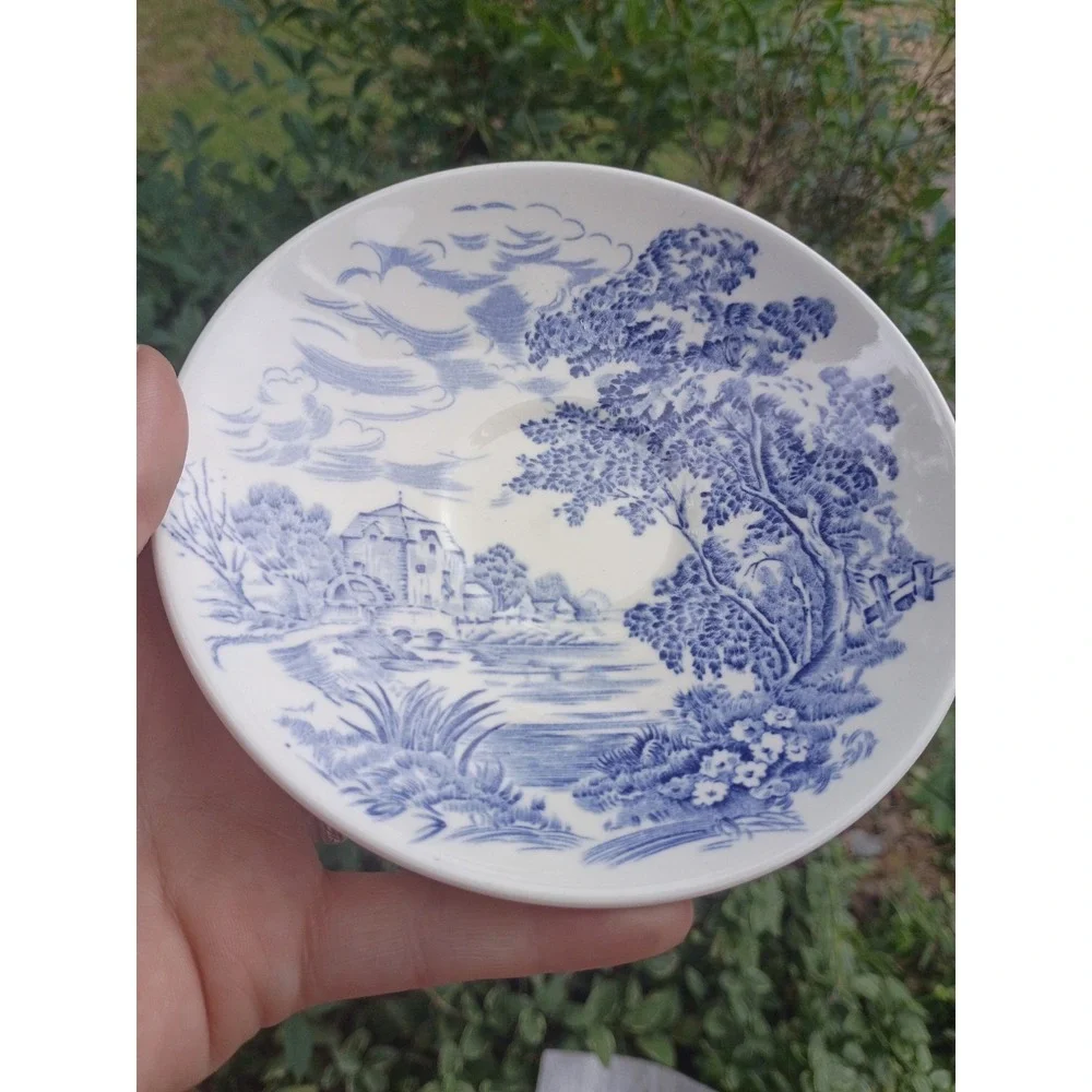 Vintage Blue & White Enoch Wedgwood Tunstall Countryside Saucer (1) England